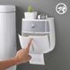 Тримач для туалетного паперу із кришкою із поличкою MVM округлий пластиковий сірий BP-16 white/gray 4 з 13