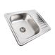 Мийка для кухні із нержавіючої сталі прямокутна PLATINUM 5848 ДЕКОР 580x480x180мм мікротекстура 0.8мм із сифоном PLS-A354 2 з 6