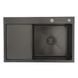 Мийка для кухні із нержавіючої сталі прямокутна накладна GAPPO 780x500x215мм матова 0.8мм чорна із сифоном GS 7850-6L 1 з 9