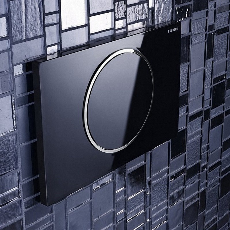 Кнопка слива для инсталляции GEBERIT SIGMA10 пластиковая одинарная глянцевая черная 115.758.KM.5