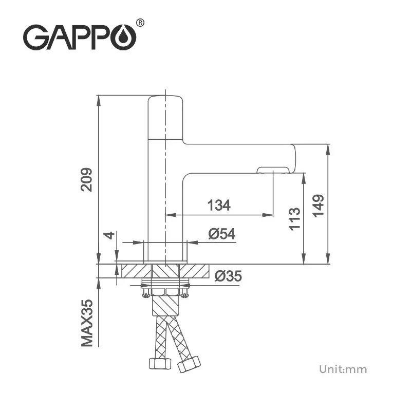 Змішувач для умивальника одноважільний GAPPO хром латунь G1052-80
