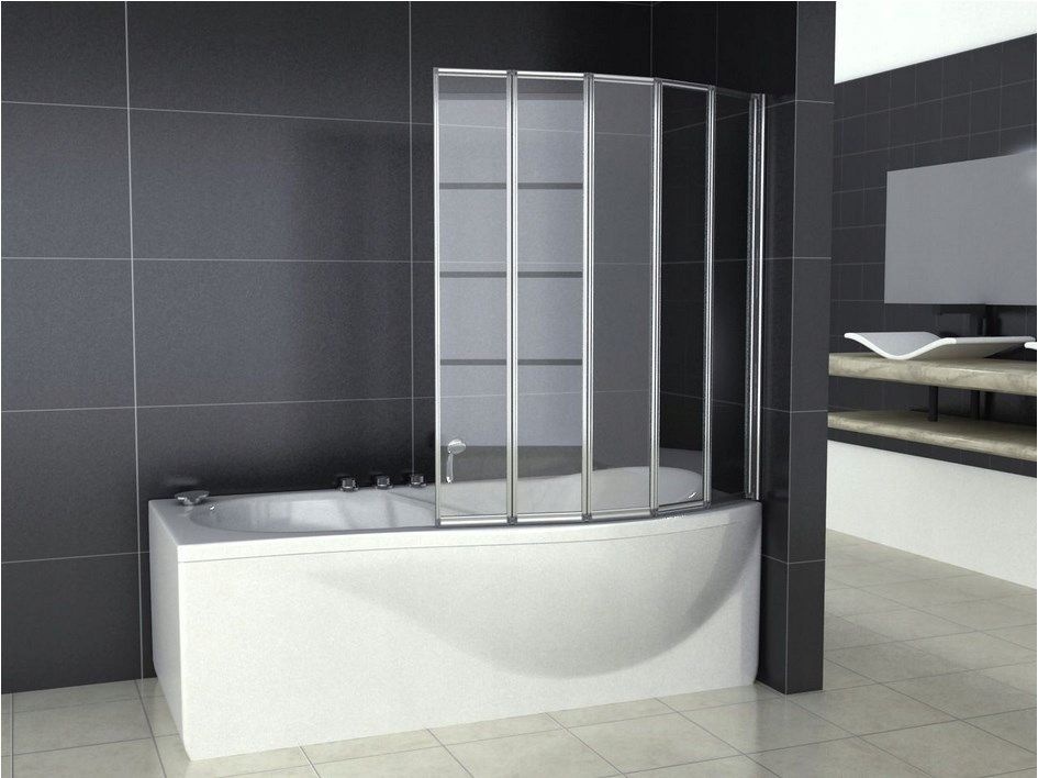 Шторка скляна для ванної універсальна гармошка 120x140см REA IDEA скло прозjре 4мм профіль хром REA-W0850