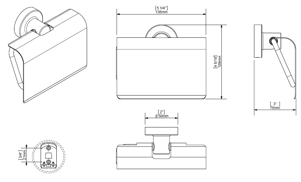 Держатель для туалетной бумаги с крышкой CREABATH Tecno 169481 округлый металлический хром
