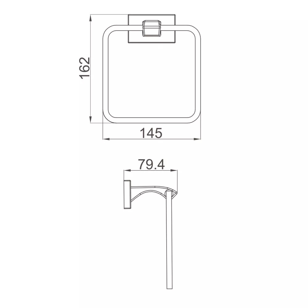Держатель-кольцо для полотенец GAPPO 145мм прямоугольный металлический серый G0704-9