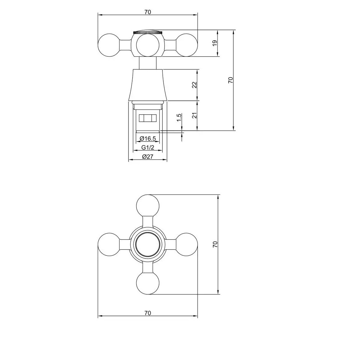 Вентиль для смесителя FRAP (ПАРА) с кран-буксой 1/2" латунный хром F0019