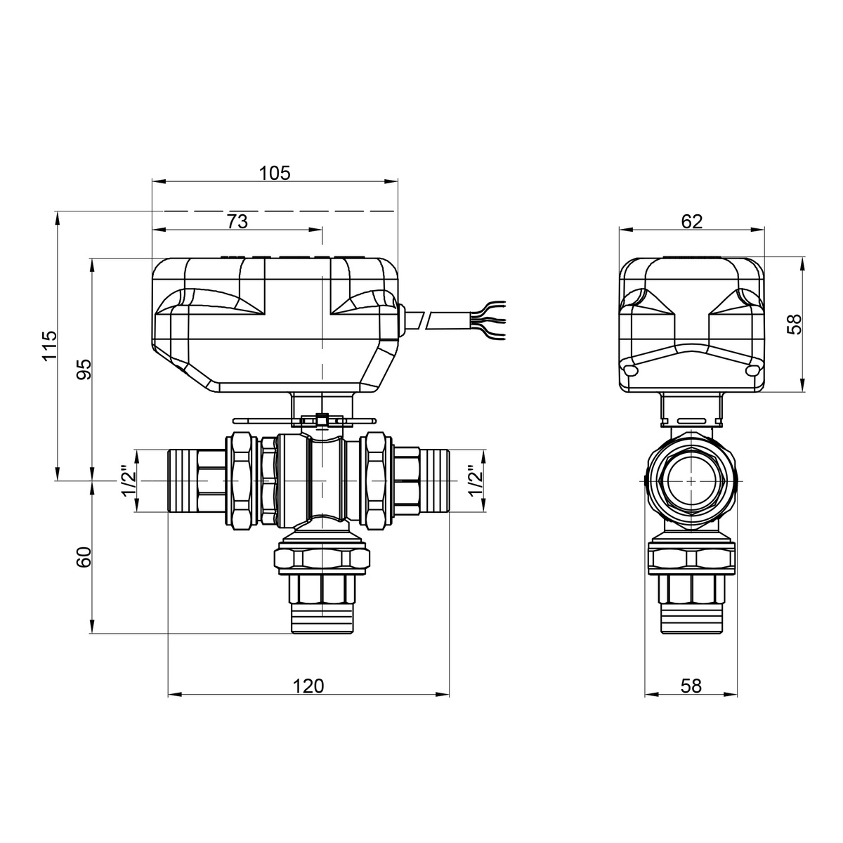 Термостатический 3-х ходовой клапан ICMA смесительный 1/2" №344 82344AD0553