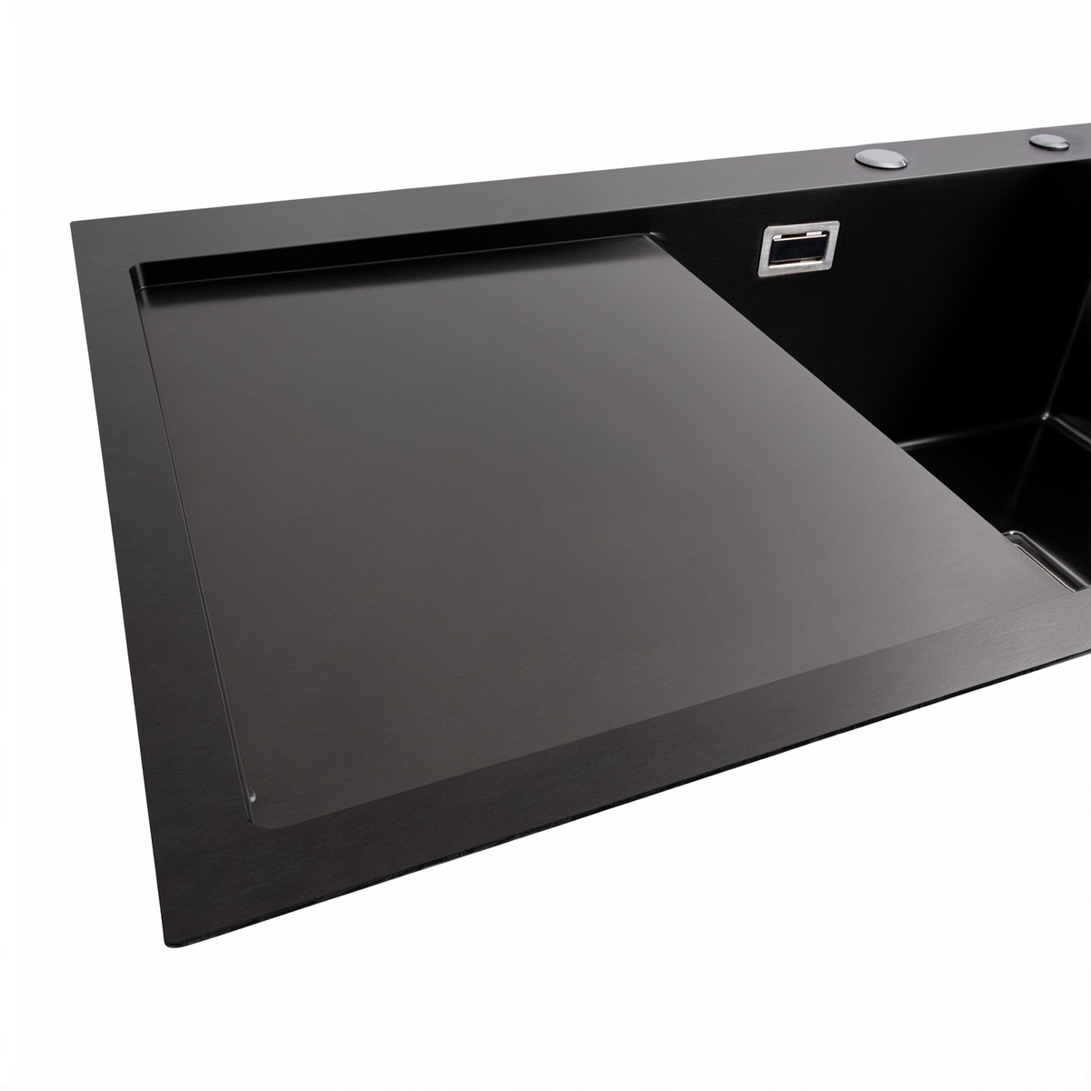 Мийка для кухні із нержавіючої сталі прямокутна PLATINUM Handmade PVD R 780x500x230мм матова 1мм чорна із сифоном PLS-A37036