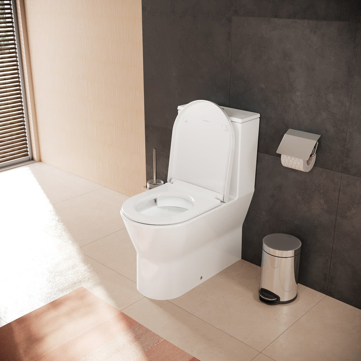 Сиденье для унитаза HANSGROHE EluPura Original S с микролифтом дюропласт 365x440мм быстросъемное 160мм между креплениями белое 60148450