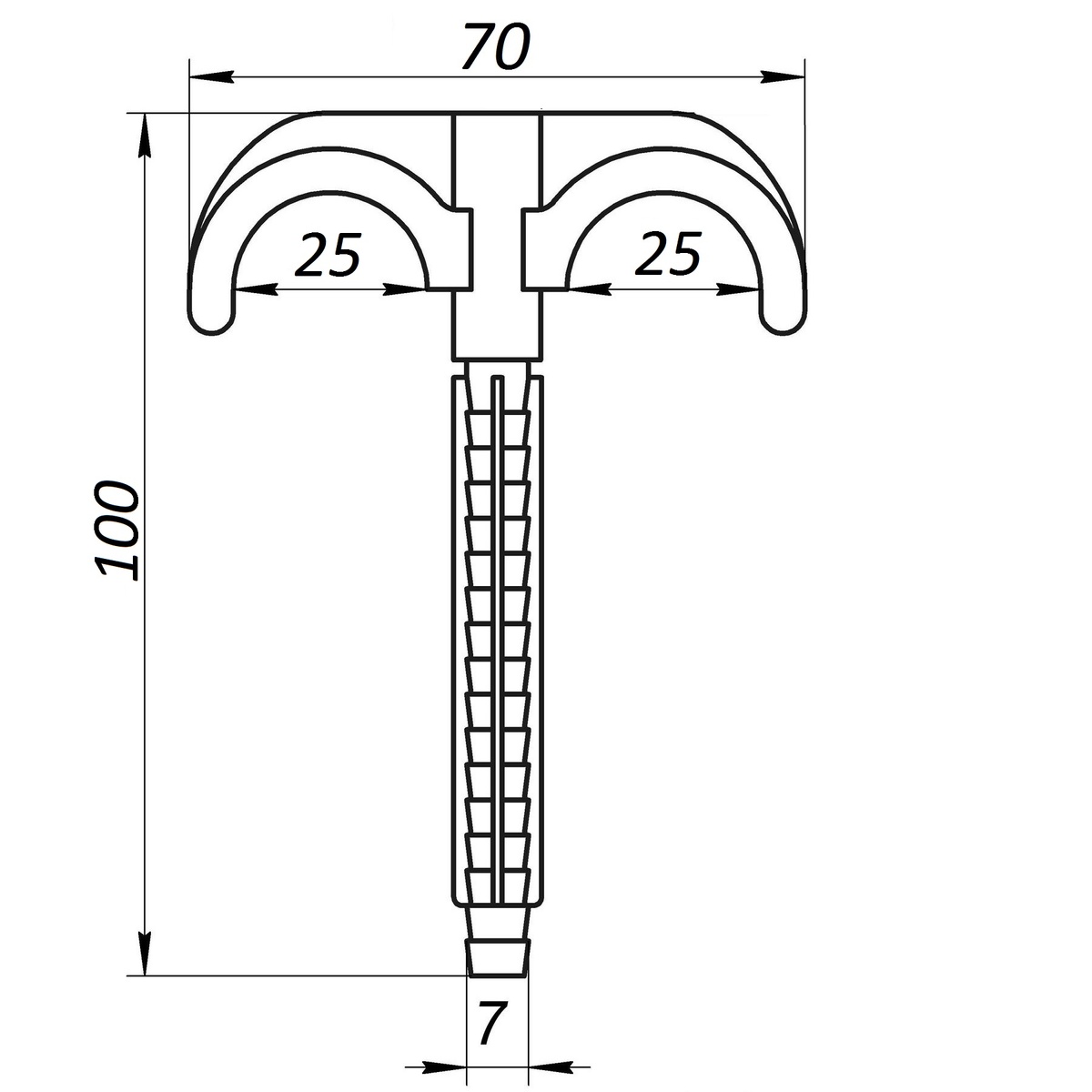 Скоба NONAME для труб 25 мм на 2 трубы 000002254