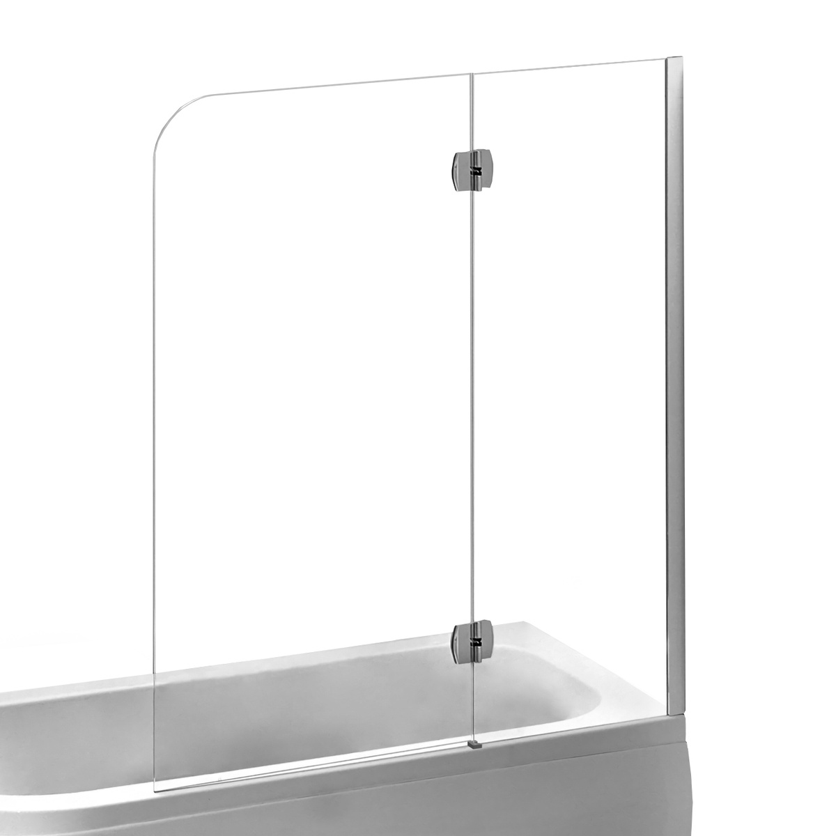 Шторка стеклянная для ванны правая двухсекционная распашная 150см x 120см EGER стекло прозрачное 6мм профиль хром 599-120CH/R