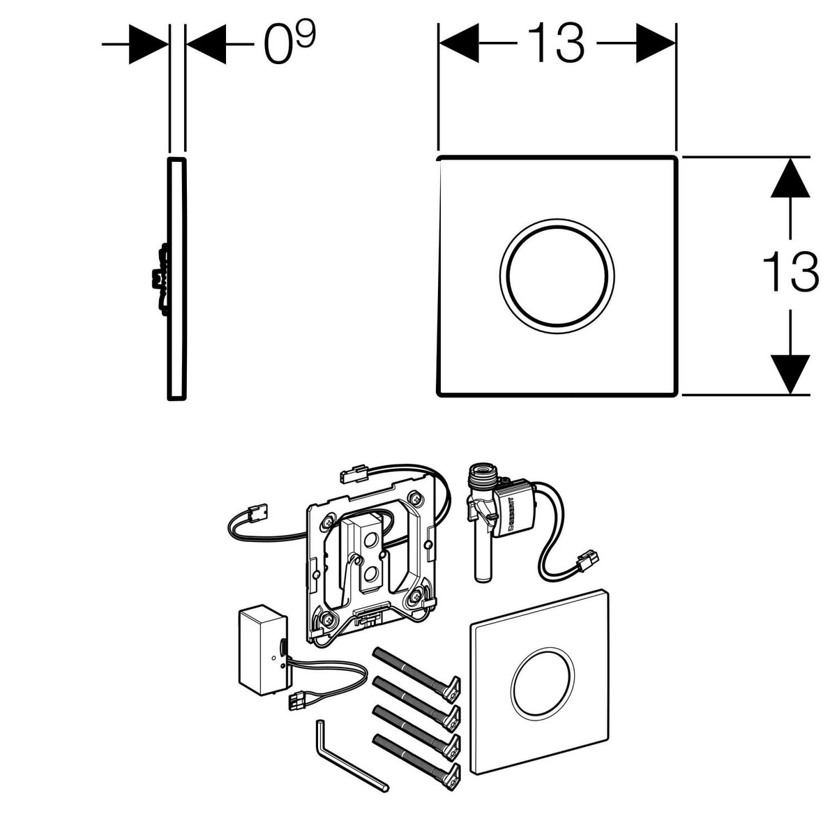 Кнопка зливу для інсталяції сенсорна GEBERIT Type01 металева одинарна глянцева біла 116.031.11.5