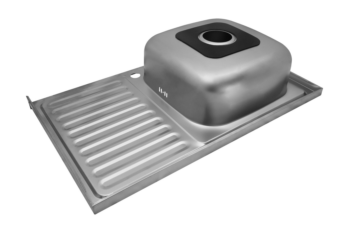Мийка для кухні із нержавіючої сталі прямокутна накладна KRONER KRP Satin-5080L 800x500x180мм матова 0.8мм із сифоном CV022820