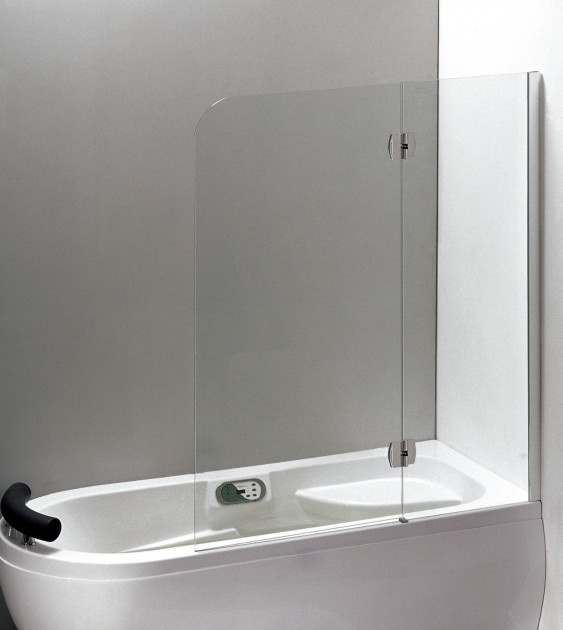 Шторка скляна для ванної права дві секції розпашна 150см x 120см EGER стекло прозрачное 6мм профиль хром 599-120CH/R