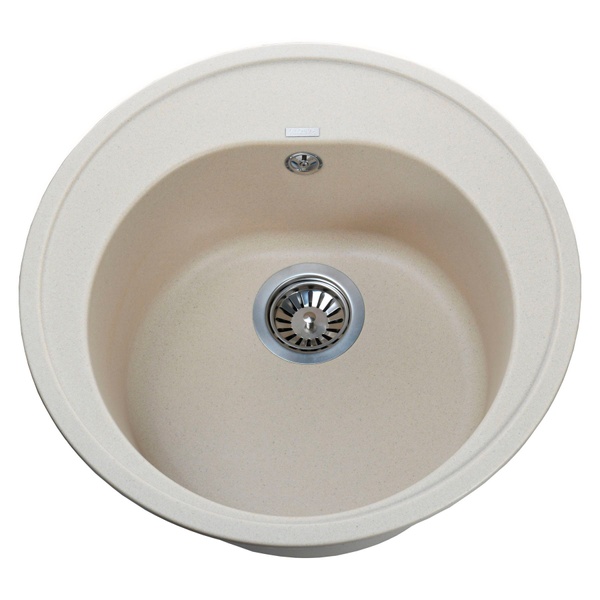 Кухонна мийка зі штучного каміння кругла GLOBUS LUX MARTIN 510мм x 510мм бежевий без сифону 000021073