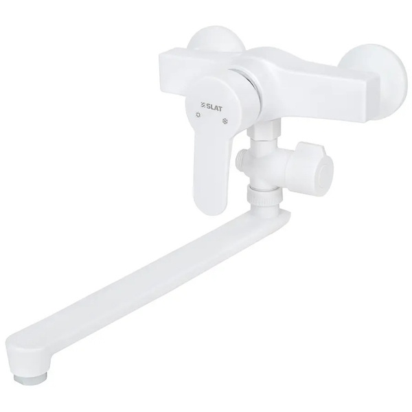 Змішувач для ванної одноважільний із довгим виливом SLAT білий пластик SLAT SLT-C006(W)