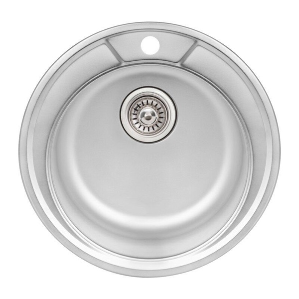 Мийка на кухню із нержавійки кругла Q-TAP 490мм x 490мм матова 0.8мм із сифоном QTD490SAT08
