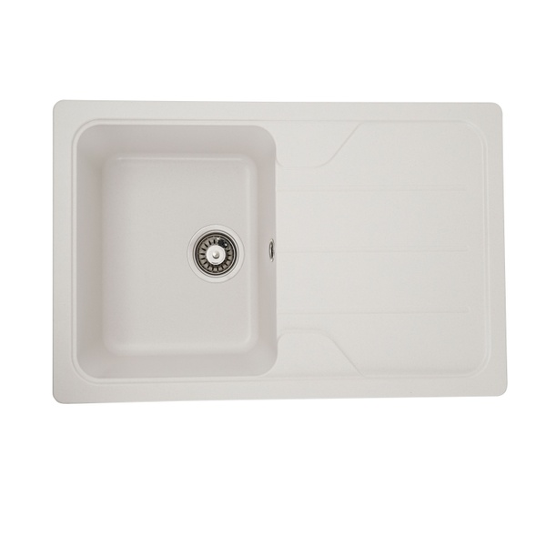 Мийка для кухні гранітна прямокутна PLATINUM 7850 VERONA 780x500x180мм без сифону біла PLS-A25150