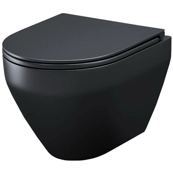 Унітаз підвісний безобідковий чорний AM.PM Spirit V2.0 FlashClean із сидінням з мікроліфтом C701700MBSC
