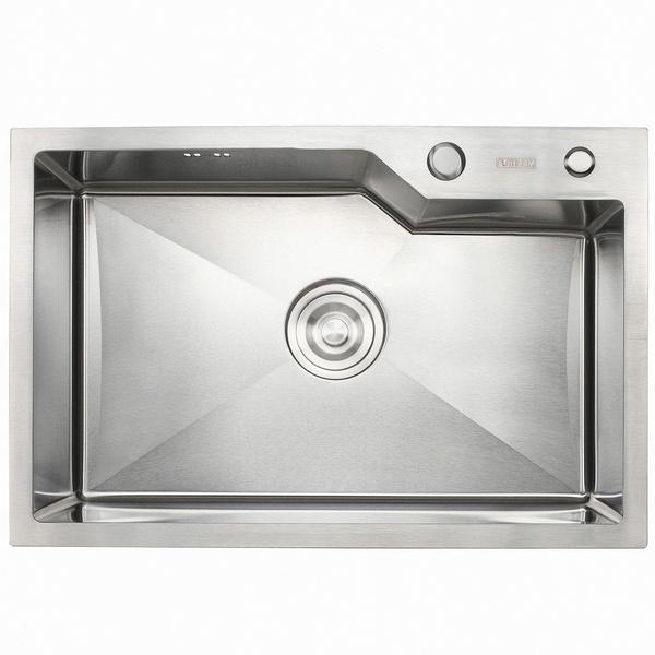 Мийка для кухні із нержавіючої сталі прямокутна PLATINUM Handmade 650x430x220мм матова 1.5мм із сифоном PLS-A32518