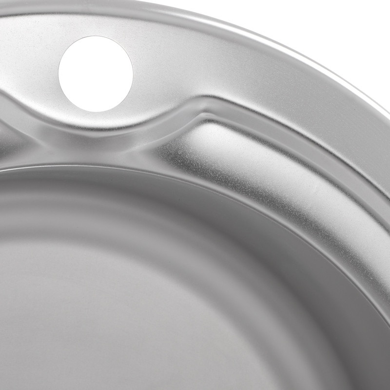 Мийка для кухні із нержавіючої сталі кругла ZERIX Z510-06-170E 510x510x170мм матова 0.6мм із сифоном ZM0614