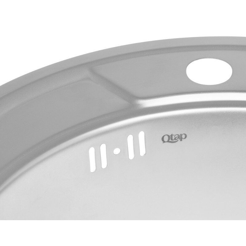 Мийка на кухню із нержавійки кругла Q-TAP 490мм x 490мм матова 0.8мм із сифоном QTD490SAT08