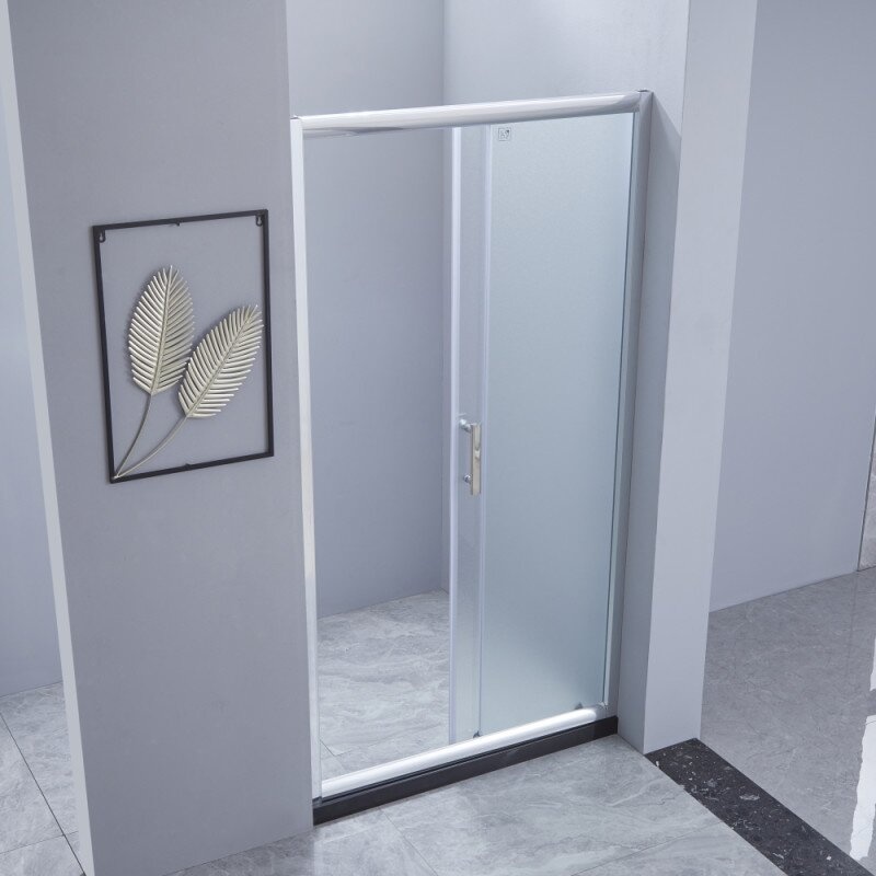 Дверь стеклянная для душевой ниши раздвижная двухсекционная LIDZ Zycie 90см x 185см матовое стекло 5мм профиль хром LZSD90185CRMFR