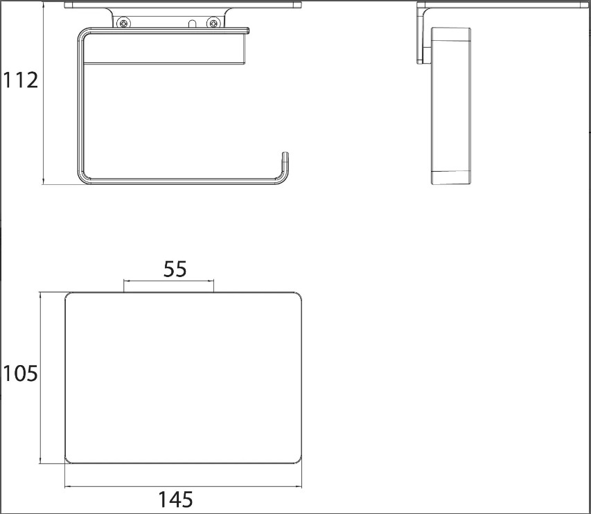 Держатель для туалетной бумаги с полкой EMCO Loft прямоугольный металлический черный 0598 133 03