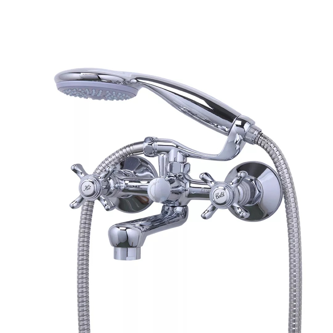Змішувач для ванної двовентильний із коротким виливом FRAP хром латунь F3024