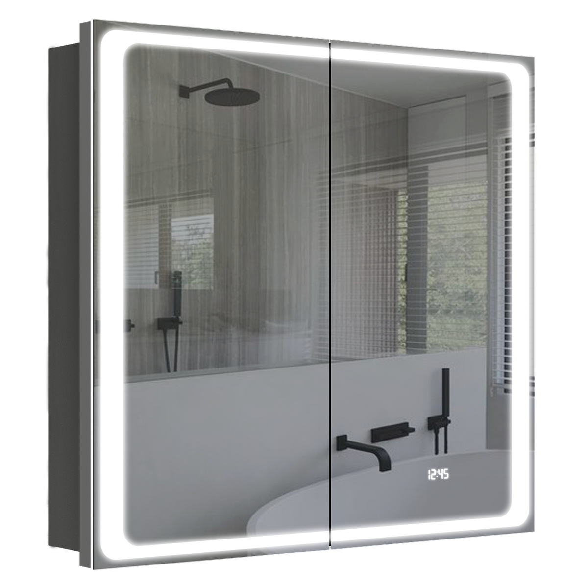 Шафка підвісна із дзеркалом у ванну AQUARIUS Modena 80x75x15см із підсвіткою сірий AQ-U1665196095