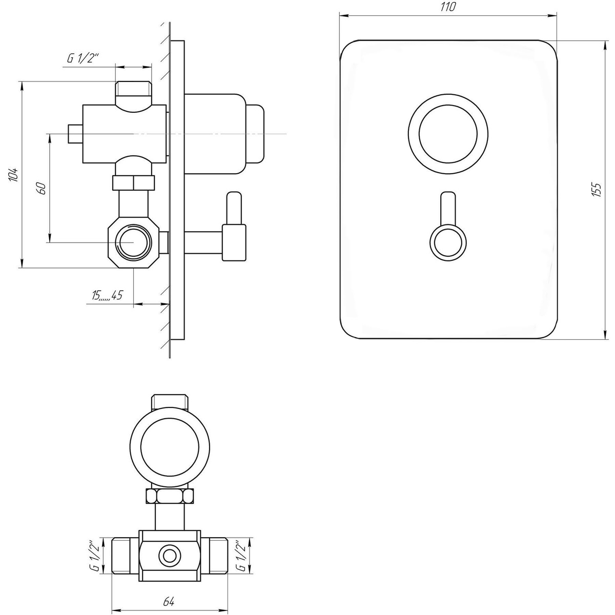 Змішувач-дозатор для душа TREMOLADA ТREMO-467MIX хром латунь 155x110мм 000000758