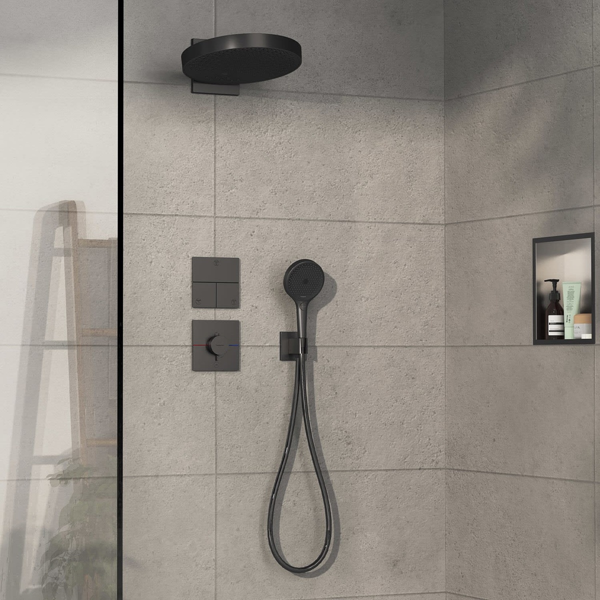 Внешняя часть смесителя без скрытой части HANSGROHE ShowerSelect Comfort E графит латунь 155x155мм 15575340