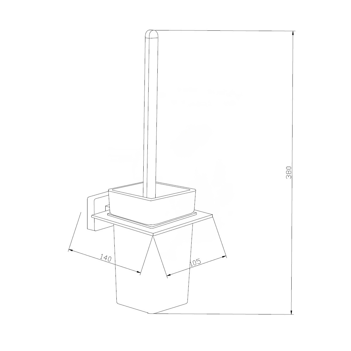 Ершик для унитаза настенный MEXEN Arno прямоугольный стеклянный хром MEX-7020750-00