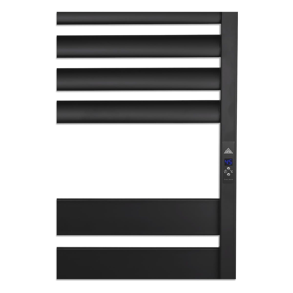 Рушникосушка електрична 530x900мм LARIS Лавина праве підключення 280Вт драбинка на 10 секцій з таймером нержавіюча сталь черный 75201092