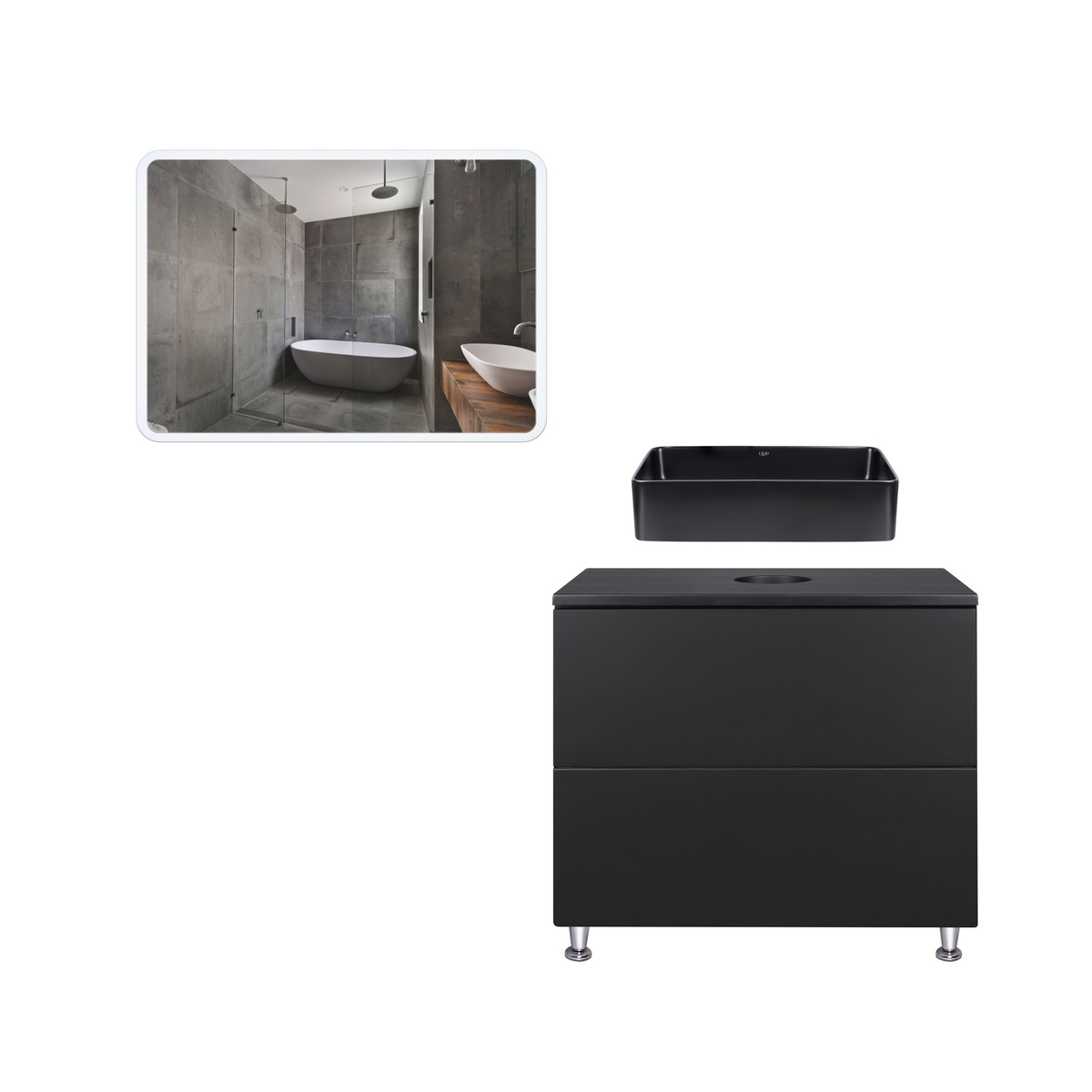 Набор мебели в ванную Q-TAP Tern черный QT044VI43016