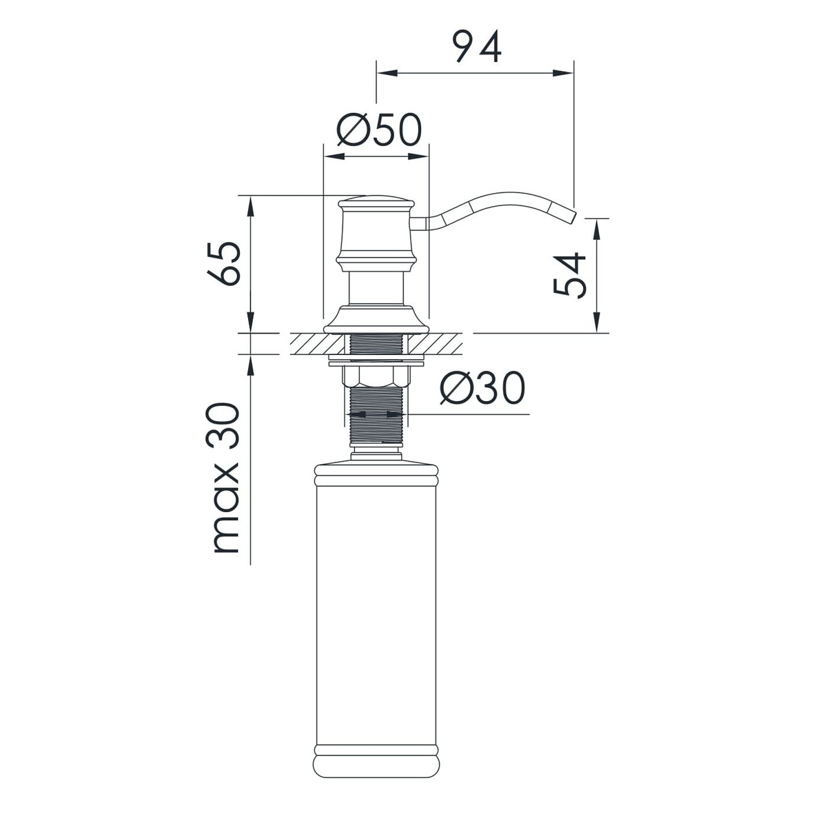 Дозатор врізний для кухонної мийки IMPRESE PODZIMA LEDOVE ZMK01170130 на 280мл металевий хром