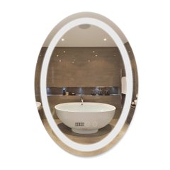 Зеркало овальное в ванную Q-TAP Mideya 70x50см c подсветкой сенсорное включение антизапотевание QT2078F805W