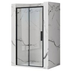 Дверь стеклянная для душевой ниши раздвижная двухсекционная REA RAPID SLIDE 160 160x195см прозрачное стекло 6мм профиль черный REA-K6406