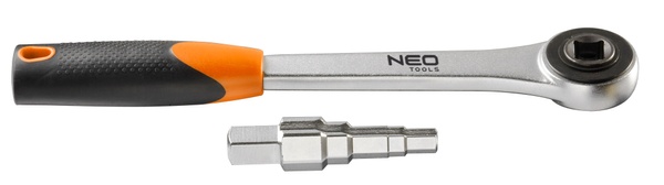 Ключ-тріскачка Neo Tools, 1/2", ступінчастий, для роз'ємних з'єднань, CrV