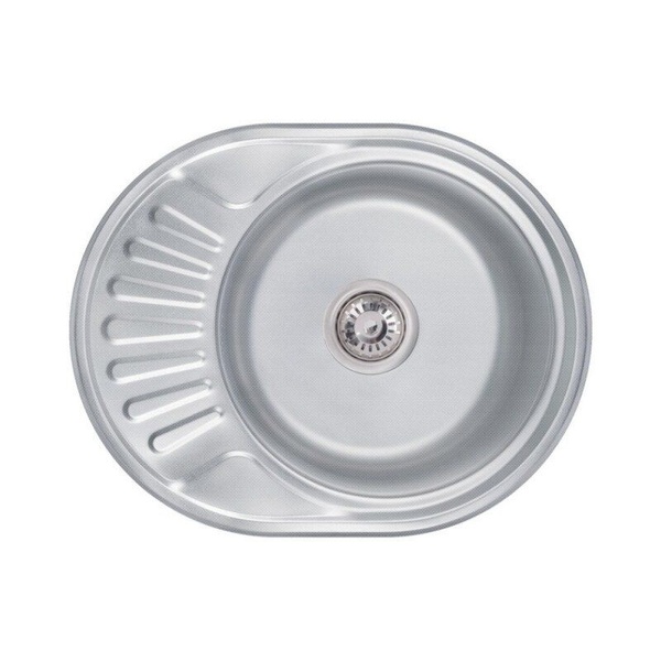 Кухонна мийка металева овальна LIDZ 450мм x 600мм мікротекстура 0.8мм із сифоном LIDZ6044DEC