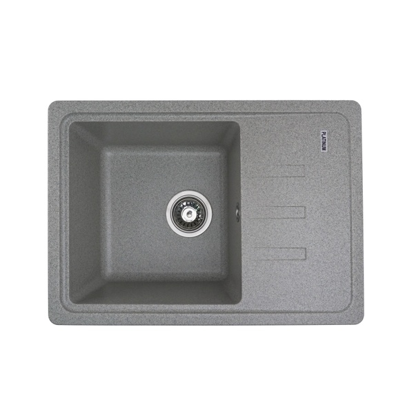 Мийка для кухні гранітна прямокутна PLATINUM 6243 LIANA 620x435x190мм без сифону сіра PLS-A26562