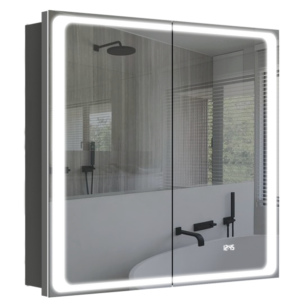 Шкафчик подвесной с зеркалом в ванную AQUARIUS Modena 80x75x15см c подсветкой серый AQ-U1665196095
