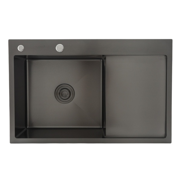 Мойка для кухни из нержавеющей стали прямоугольная накладная GAPPO 780x500x215мм матовая 0.8мм черная с сифоном GS 7850-6R