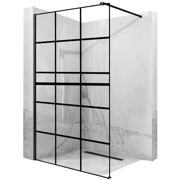 Стенка стеклянная для душа с держателем и полочкой 195x100см REA BLER-1 стекло прозрачное 8мм REA-K7955 + HOM-00652