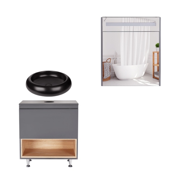 Набор мебели для ванной Q-TAP Robin серый QT044RO42981