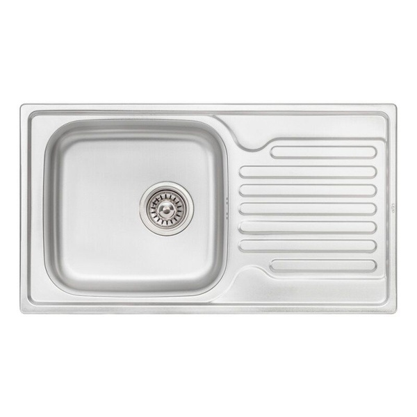 Мийка на кухню із нержавіючої сталі прямокутна Q-TAP 430мм x 780мм мікротекстура 0.8мм із сифоном QT7843MICDEC08
