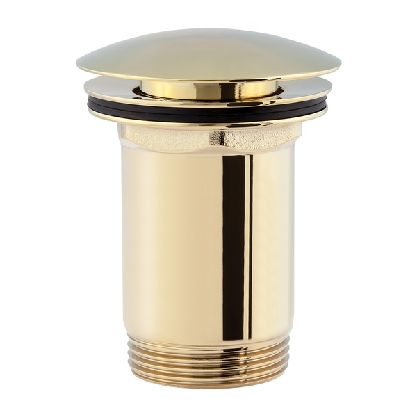 Донный клапан Click-Clack для раковины OMNIRES 66мм с переливом металл 1 1/4" глянцевый золотой A706GL