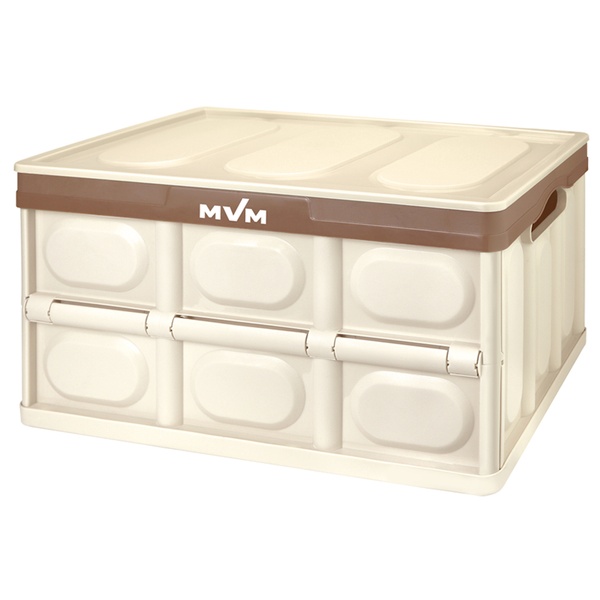 Ящик для зберігання з кришкою MVM пластиковий бежевий 230x290x420 FB-1 30L BEIGE