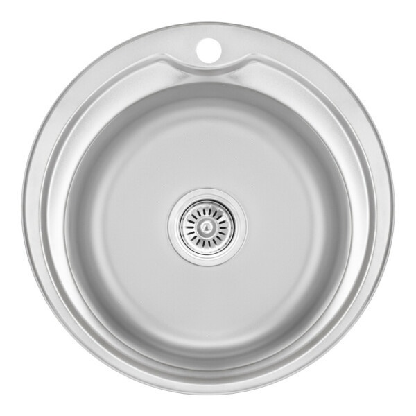 Мийка для кухні із нержавіючої сталі кругла WEZER 510x510x180мм мікротекстура 0.6мм із сифоном 510(0.6)D