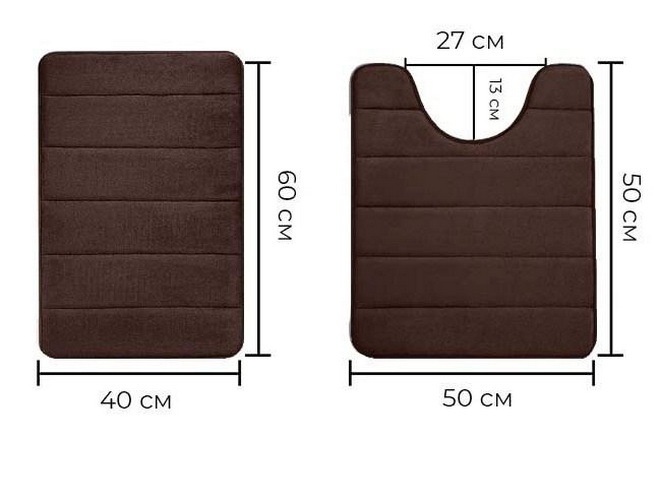 Набор ковриков для ванной AQUARIUS AQ-U1676599109 600x400мм коричневый
