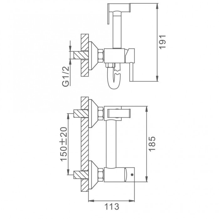 Cмеситель для гигиенического душа FRAP настенного монтажа однорычажный бронзовый латунь F7503-4